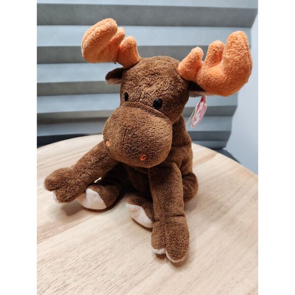 TY Pluffies Lumpy Moose Plush – 2003 Retired, Brown with Orange Antlers - Picture 4 of 7